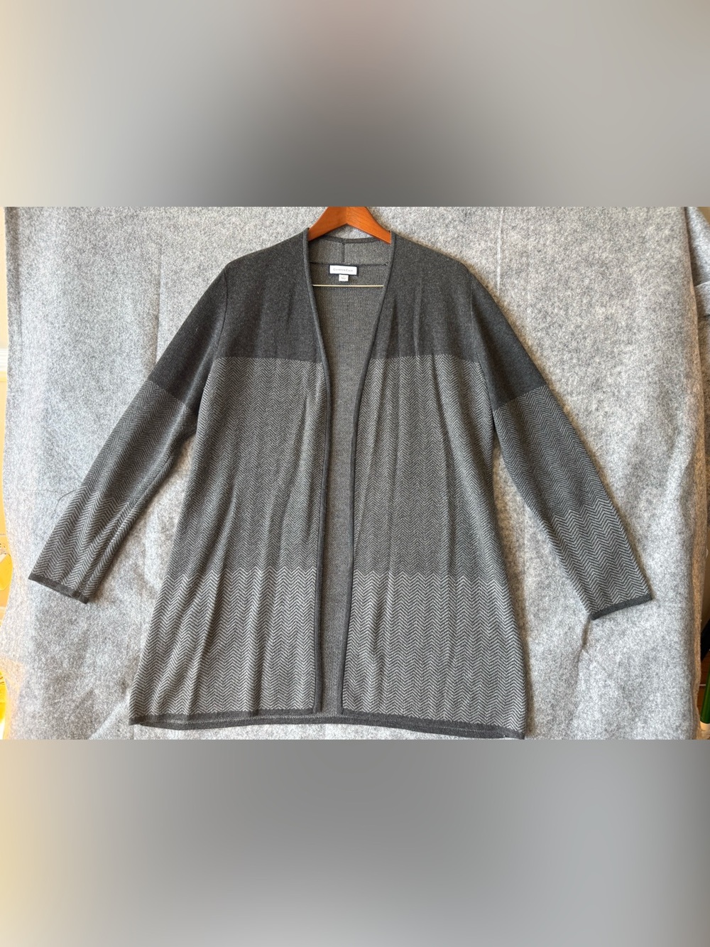 Charter Club Gray Open-Front Long Cardigan Sweater